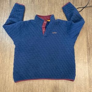 Mens Orvis Quilted Snap Pullover 1/4 button down Navy XL